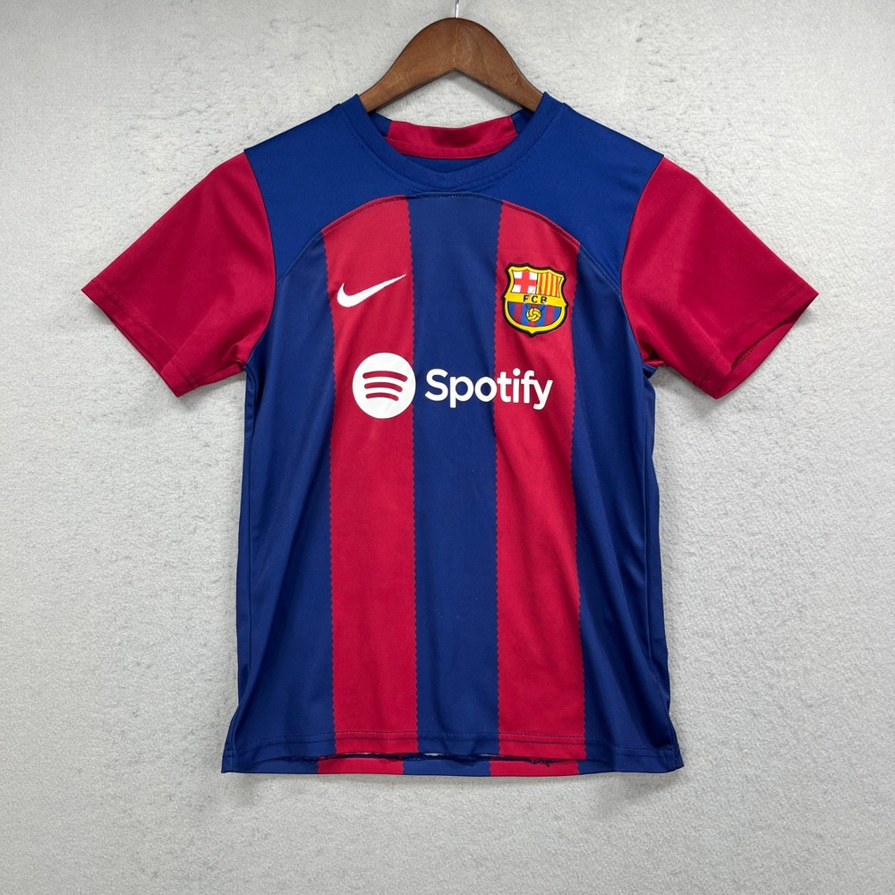 Pedri 8 Nike Soccer Jersey Kids Size 24 Blue Red Spotify FC Barcelona Football